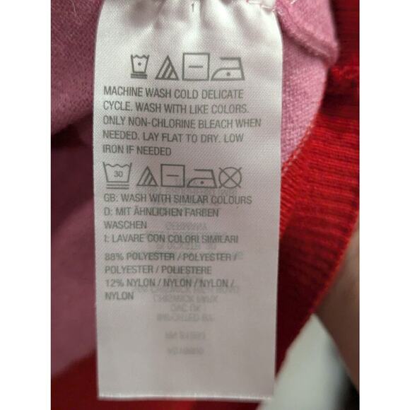 Pink v-neck varsity style cardigan pink w/red trim by Candace Cameron Brue, XL - Picture 3 of 8